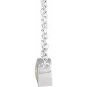 Platinum Cabochon Natural White Opal Bezel-Set 18" Necklace