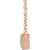 14K Rose Cabochon Natural White Opal Bezel-Set 18" Necklace