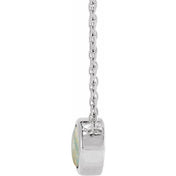 Sterling Silver Cabochon Natural White Opal Bezel-Set 18" Necklace