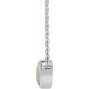 Sterling Silver Cabochon Natural White Opal Bezel-Set 18" Necklace