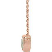 14K Rose Cabochon Natural White Opal Bezel-Set 18" Necklace