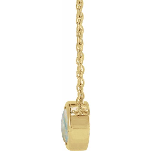 14K Yellow Cabochon Natural White Opal Bezel-Set 18" Necklace