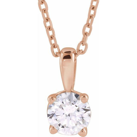 14K Rose 2 CT Lab-Grown Diamond 18" Necklace