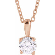 14K Rose 3/4 CT Natural Diamond 18" Necklace