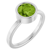 Sterling Silver 7 mm Natural Peridot Ring