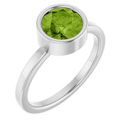 Sterling Silver 7 mm Natural Peridot Ring