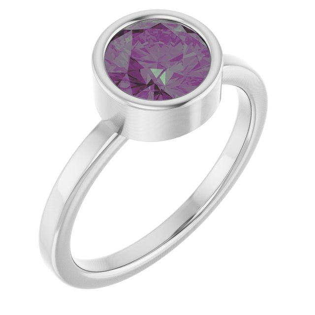 Sterling Silver 7 mm Lab-Grown Alexandrite Ring