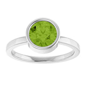 Sterling Silver 7 mm Natural Peridot Ring