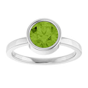Sterling Silver 7 mm Natural Peridot Ring