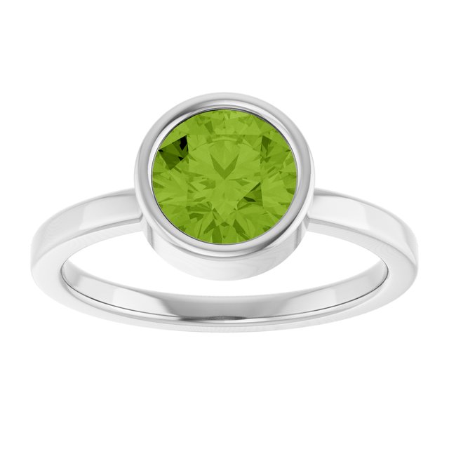 Sterling Silver 7 mm Natural Peridot Ring