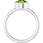 Sterling Silver 7 mm Natural Peridot Ring