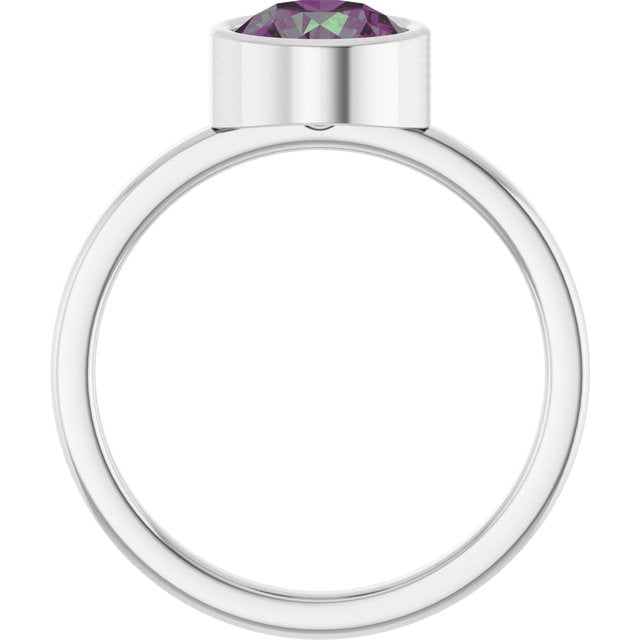 Sterling Silver 7 mm Lab-Grown Alexandrite Ring