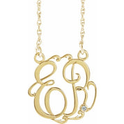 10K Imitation Diamond Script Monogram Necklace with 2 or 3 Initials in Various Sizes