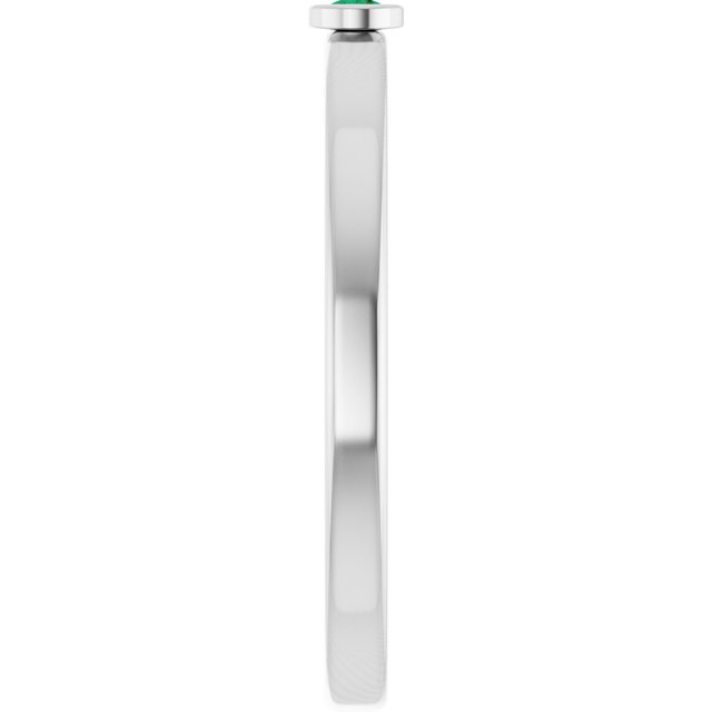 Sterling Silver 2 mm Lab-Grown Emerald Ring
