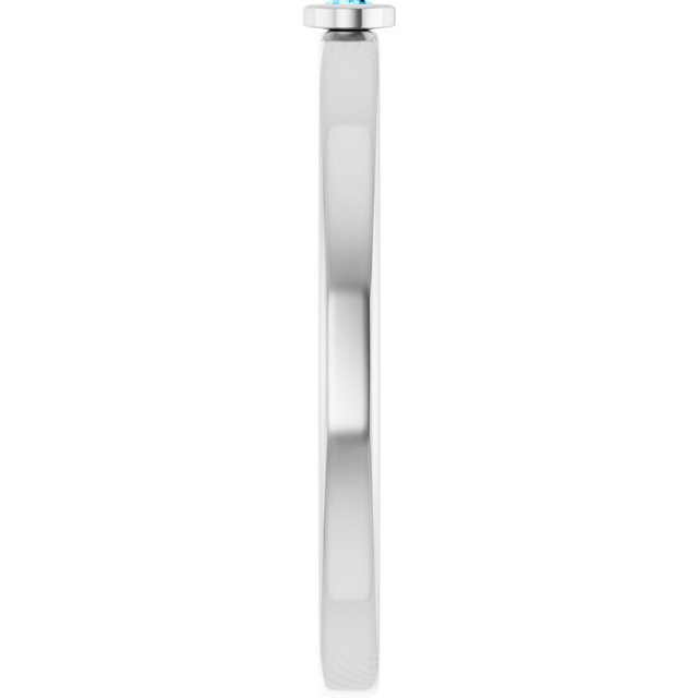 Sterling Silver 2 mm Natural Aquamarine Ring