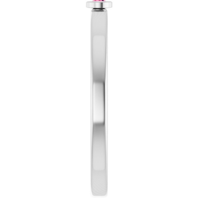 Platinum 2 mm Natural Pink Tourmaline Ring