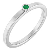 Platinum 2 mm Natural Emerald Ring