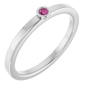 Platinum 2 mm Natural Pink Tourmaline Ring