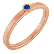 14K Rose 2 mm Lab-Grown Blue Sapphire Ring