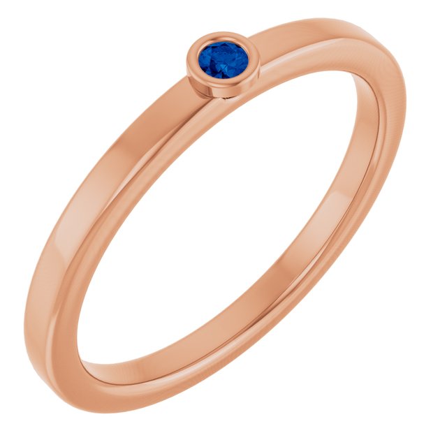 14K Rose 2 mm Lab-Grown Blue Sapphire Ring