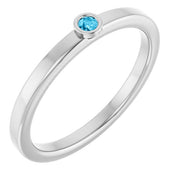 Sterling Silver 2 mm Natural Aquamarine Ring