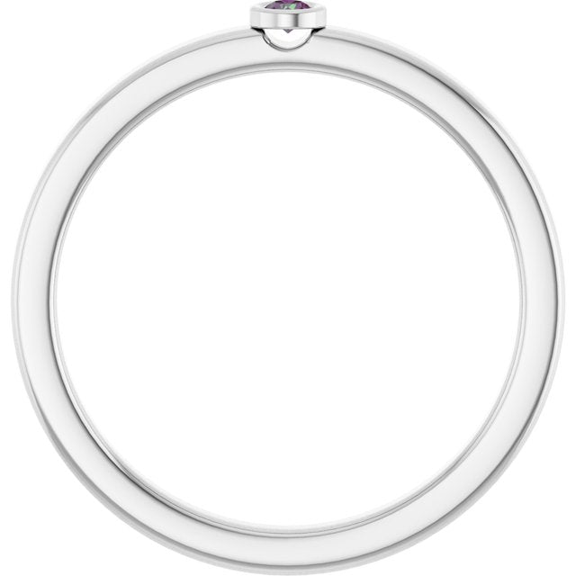 Sterling Silver 2 mm Natural Alexandrite Ring