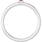 Sterling Silver 2 mm Natural Ruby Ring