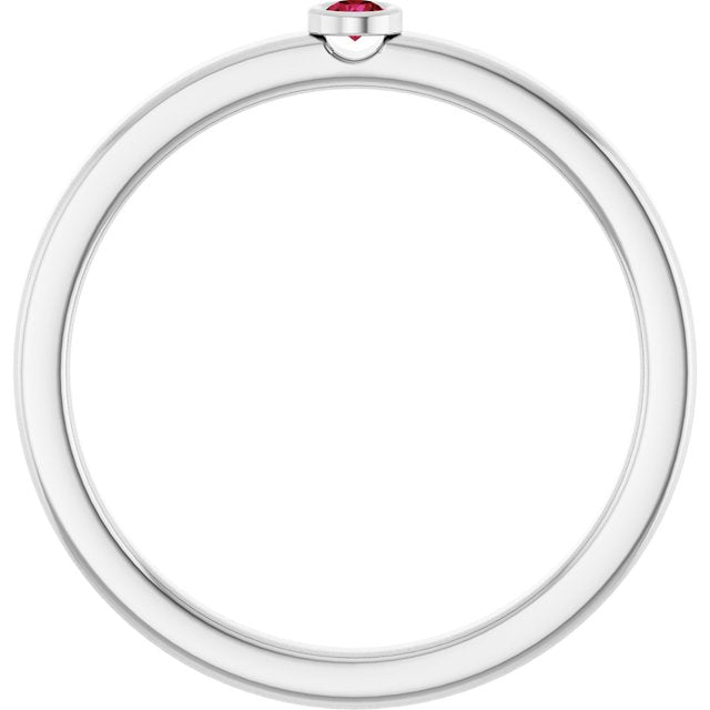 Sterling Silver 2 mm Natural Ruby Ring