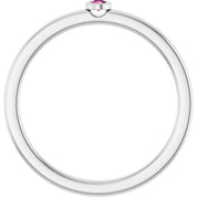 Platinum 2 mm Natural Pink Tourmaline Ring