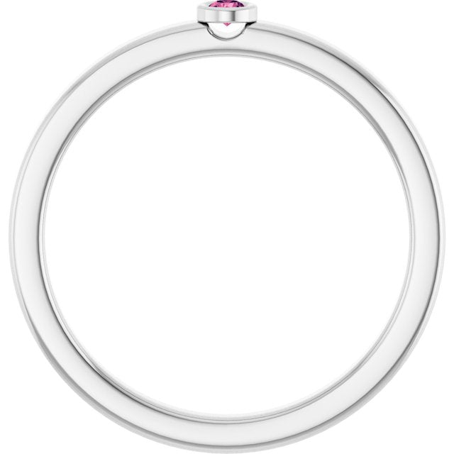 Platinum 2 mm Natural Pink Tourmaline Ring