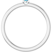 Platinum 2 mm Natural Blue Zircon Ring