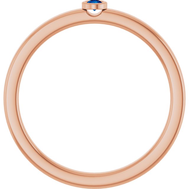 14K Rose 2 mm Lab-Grown Blue Sapphire Ring