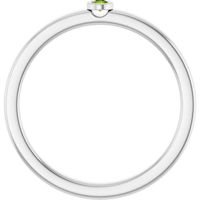 Platinum 2 mm Natural Peridot Ring