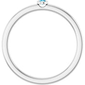 Platinum 2 mm Natural Aquamarine Ring