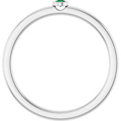Sterling Silver 2 mm Lab-Grown Emerald Ring
