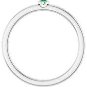 Sterling Silver 2 mm Lab-Grown Emerald Ring