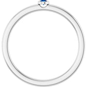 Platinum 2 mm Lab-Grown Blue Sapphire Ring