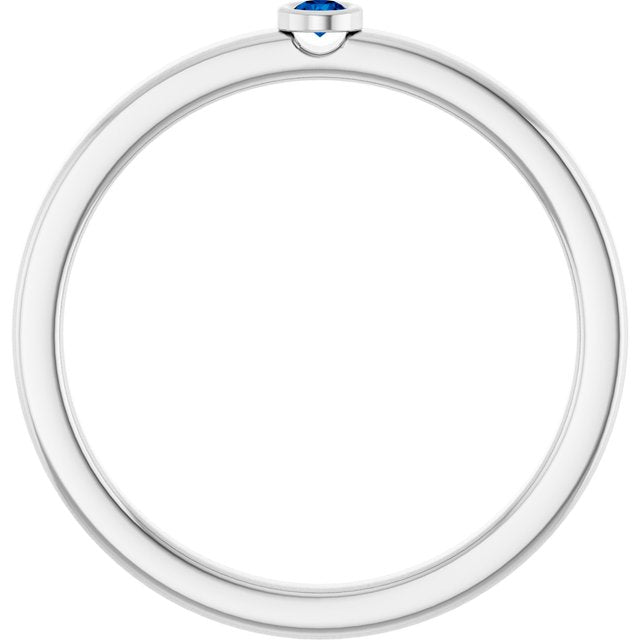 Platinum 2 mm Lab-Grown Blue Sapphire Ring