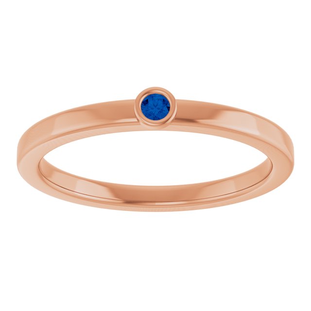 14K Rose 2 mm Lab-Grown Blue Sapphire Ring