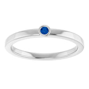 Platinum 2 mm Lab-Grown Blue Sapphire Ring