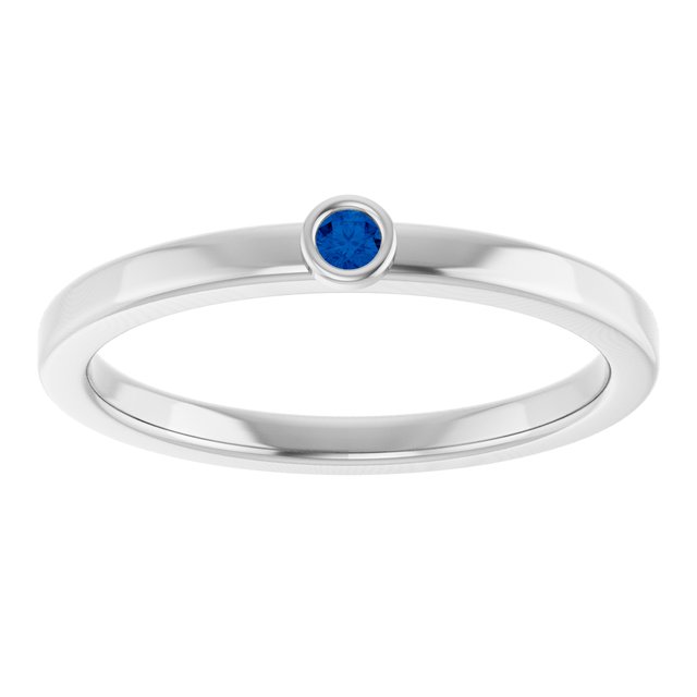Platinum 2 mm Natural Blue Sapphire Ring