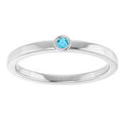 Platinum 2 mm Natural Aquamarine Ring