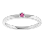 Platinum 2 mm Natural Pink Tourmaline Ring