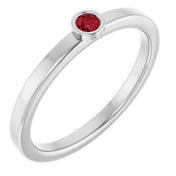 Sterling Silver 2.5 mm Natural Ruby Ring