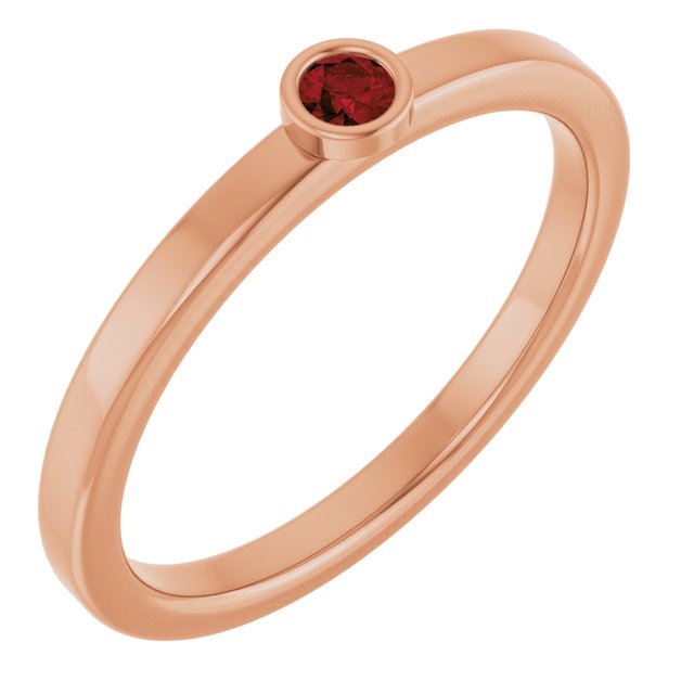 14K Rose 2.5 mm Natural Mozambique Garnet Ring