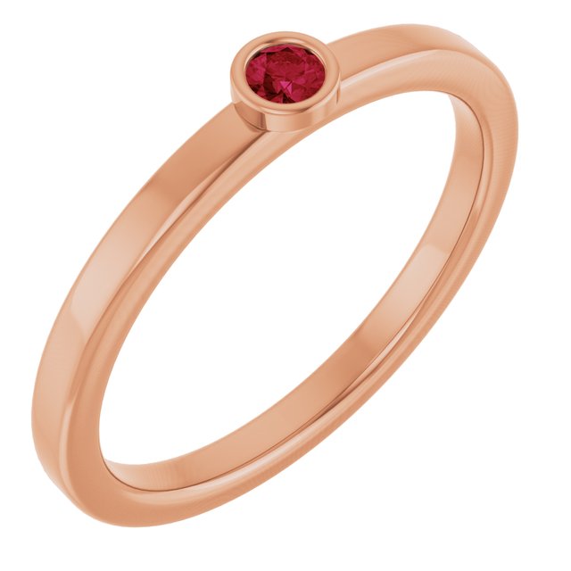 14K Rose 2.5 mm Lab-Grown Ruby Ring