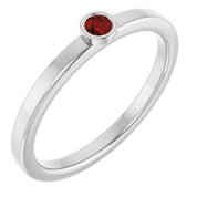 Platinum 2.5 mm Natural Mozambique Garnet Ring