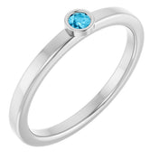 Sterling Silver 2.5 mm Natural Aquamarine Ring