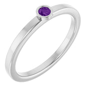 Sterling Silver 2.5 mm Natural Amethyst Ring