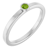 Sterling Silver 2.5 mm Natural Peridot Ring